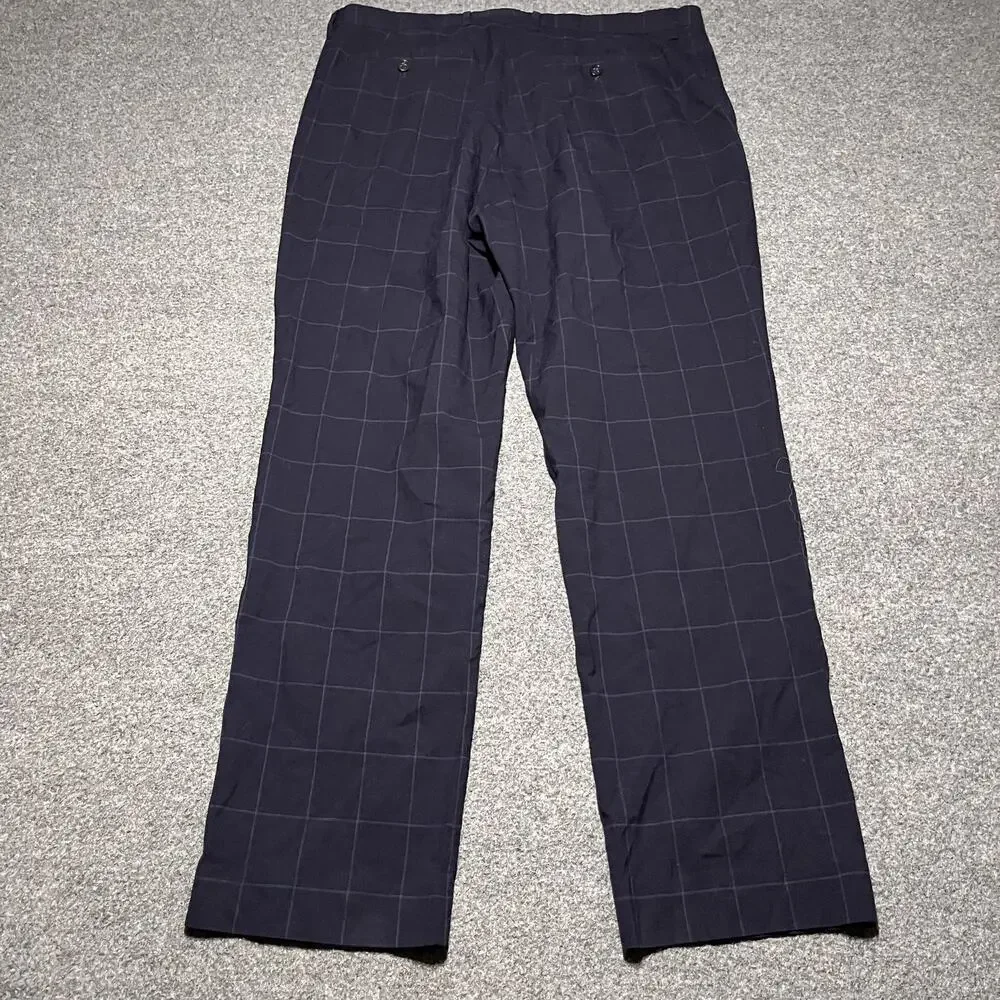 Banana Republic Pants Mens 36x32 Blue Plaid Wool Flat Front Comfort Stretch